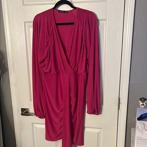 Boohoo Fuchsia Long Sleeve Dress